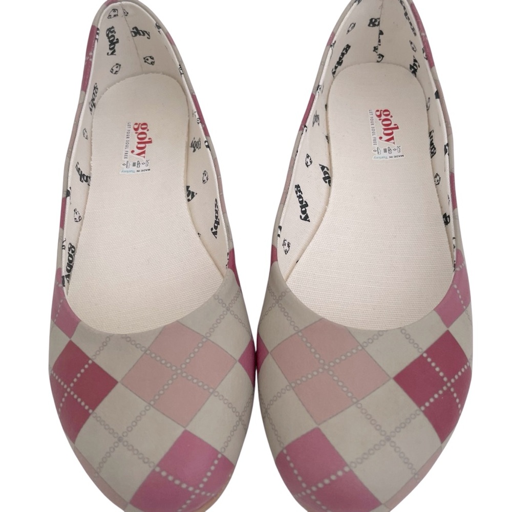 Goby Argyle Ballet Flats 7.5 8 Collegiate Career Preppy Gossip Girl Shoes